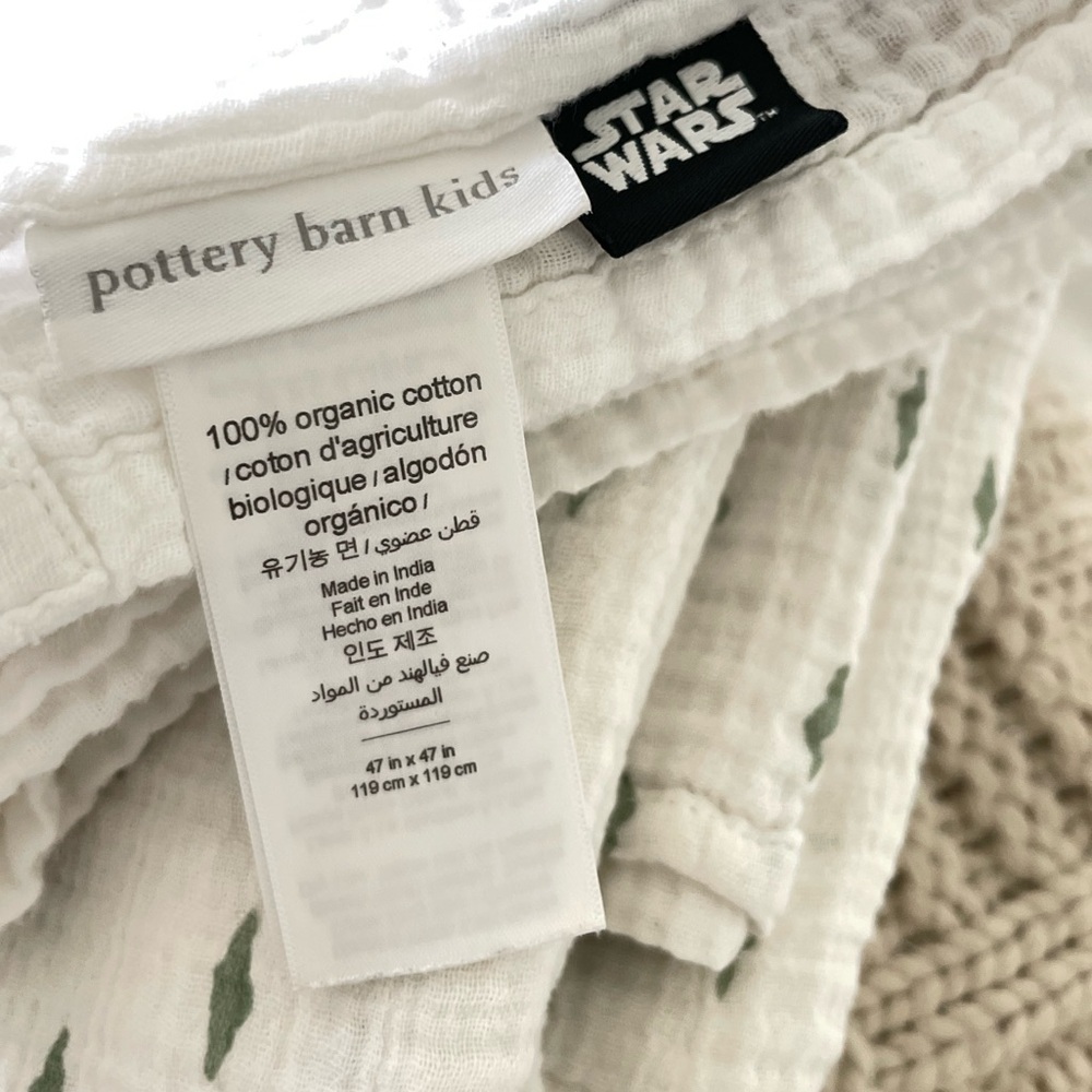 Pottery Barn Kids Star Wars Grogu Muslin Swaddle Blankets Baby with plushy - Picture 12 of 12